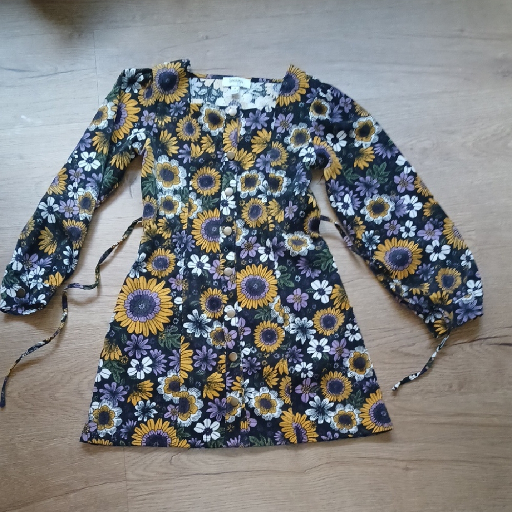 Speechless Black and Yellow Floral Kids Dress